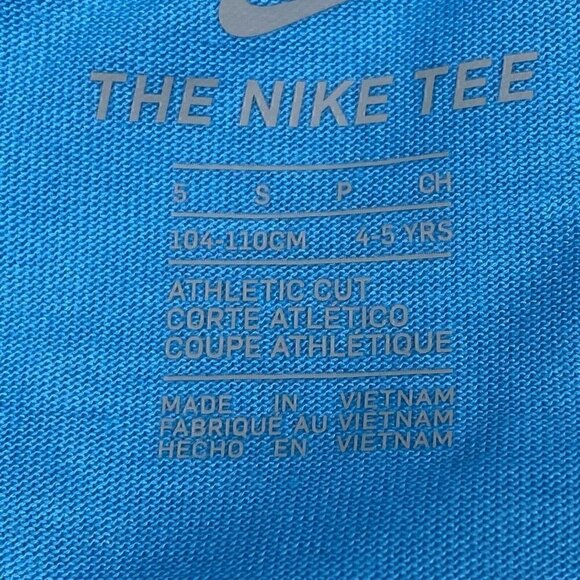 NEW NIKE TEE JUST DO IT Athletic Cut T-Shirt Girls Size 5 Blue Fury - Picture 2 of 7